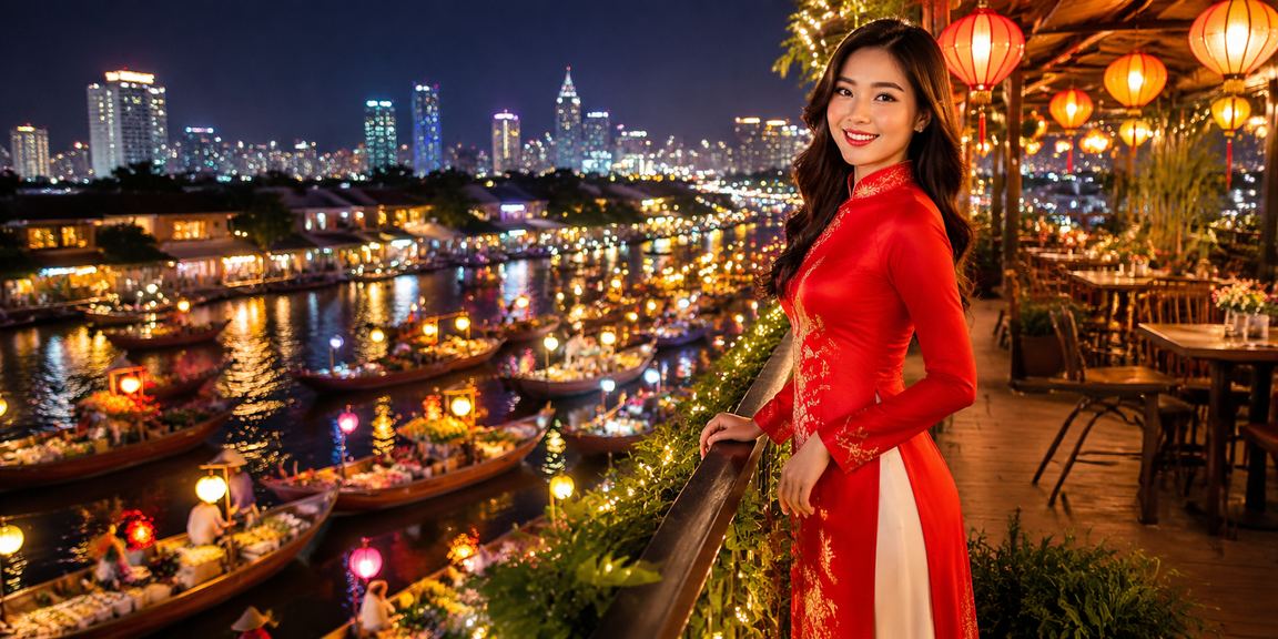 Người dùng Việt Nam mặc áo dài xem thông tin giải thưởng cá cược tại Đà Lạt