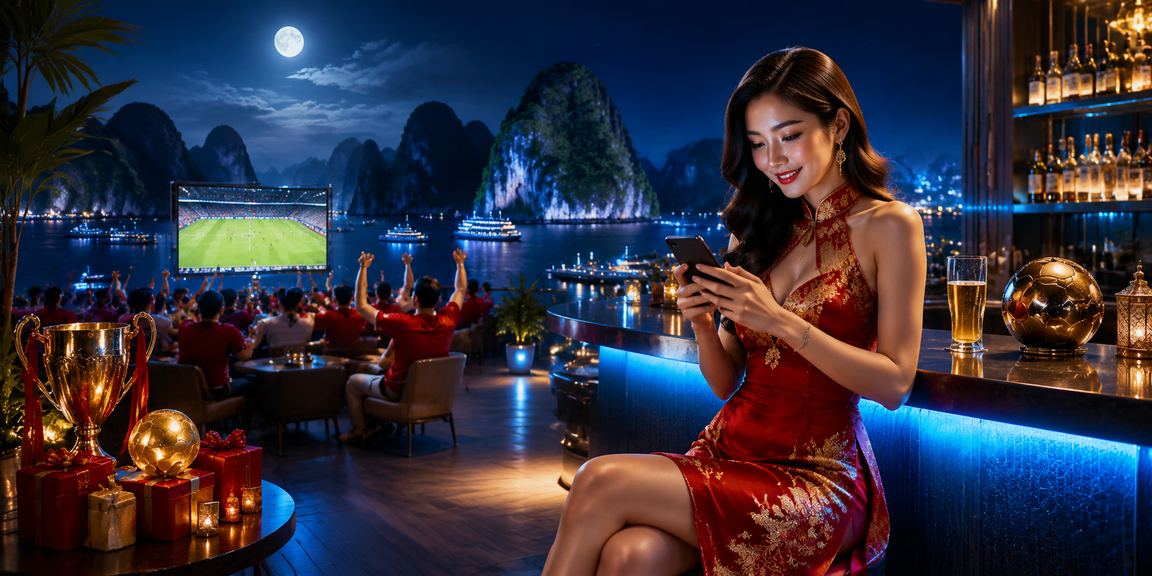 Người hâm mộ bóng đá theo dõi kết quả cá cược tại lễ hội ven vịnh Hạ Long